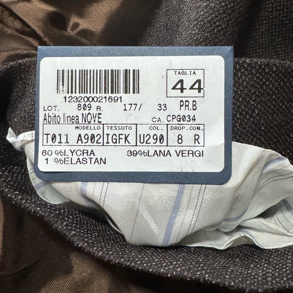 TOMBOLINI • Zero Gravity Virgin Wool Brown Tweed Pant Suit Made In Italy - Picture 12 of 16